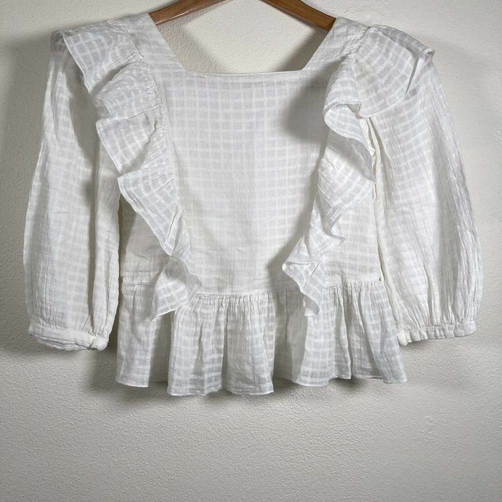 Zara Ruffled Flutter Sleeve Edwardian Blouse 9-10